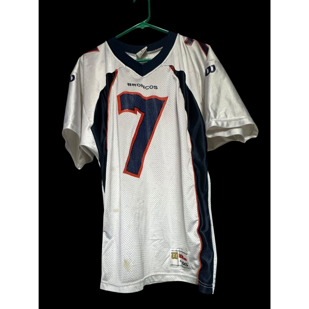 VTG 90's Wilson Denver Broncos Jersey #7 John Elway White Sz 46 Large Distressed